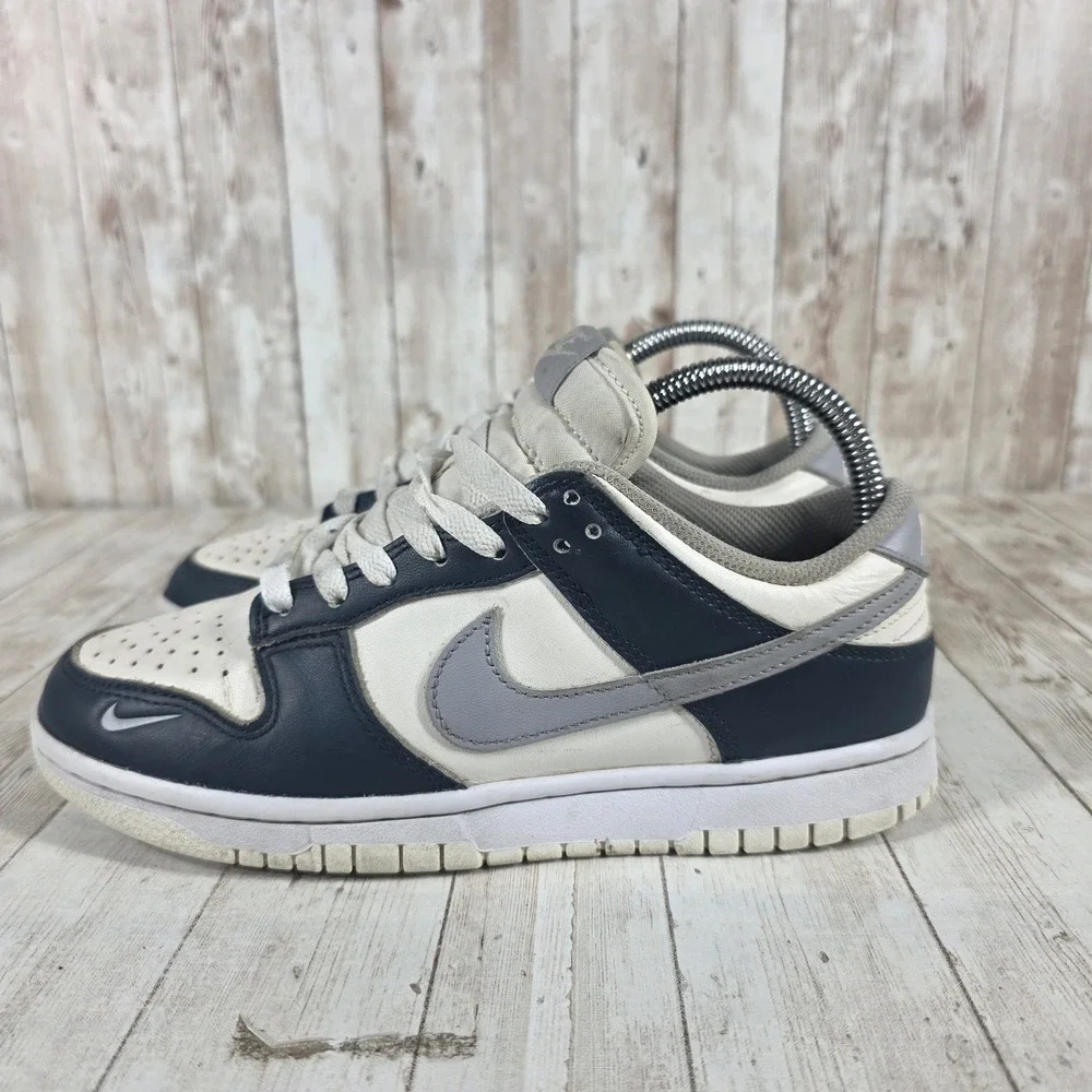 Nike Dunk Low Navy Grey White Leather Sneakers‎ HV2390-100 Mens 7